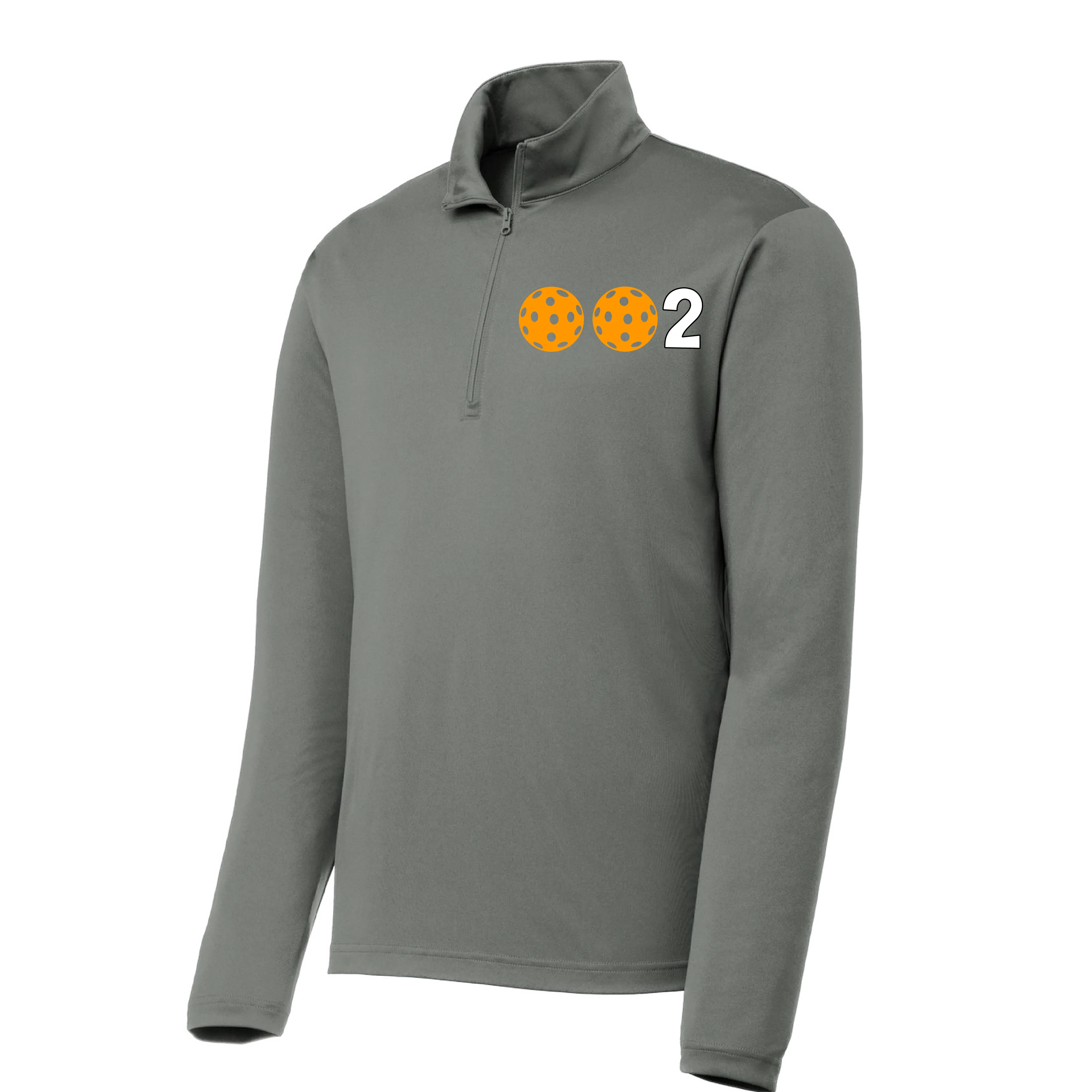 002 Pickleball (Colors Green Orange Red Or Stars) | Men's 1/4 Zip Long Sleeve Pullover Athletic Shirt | 100% Polyester