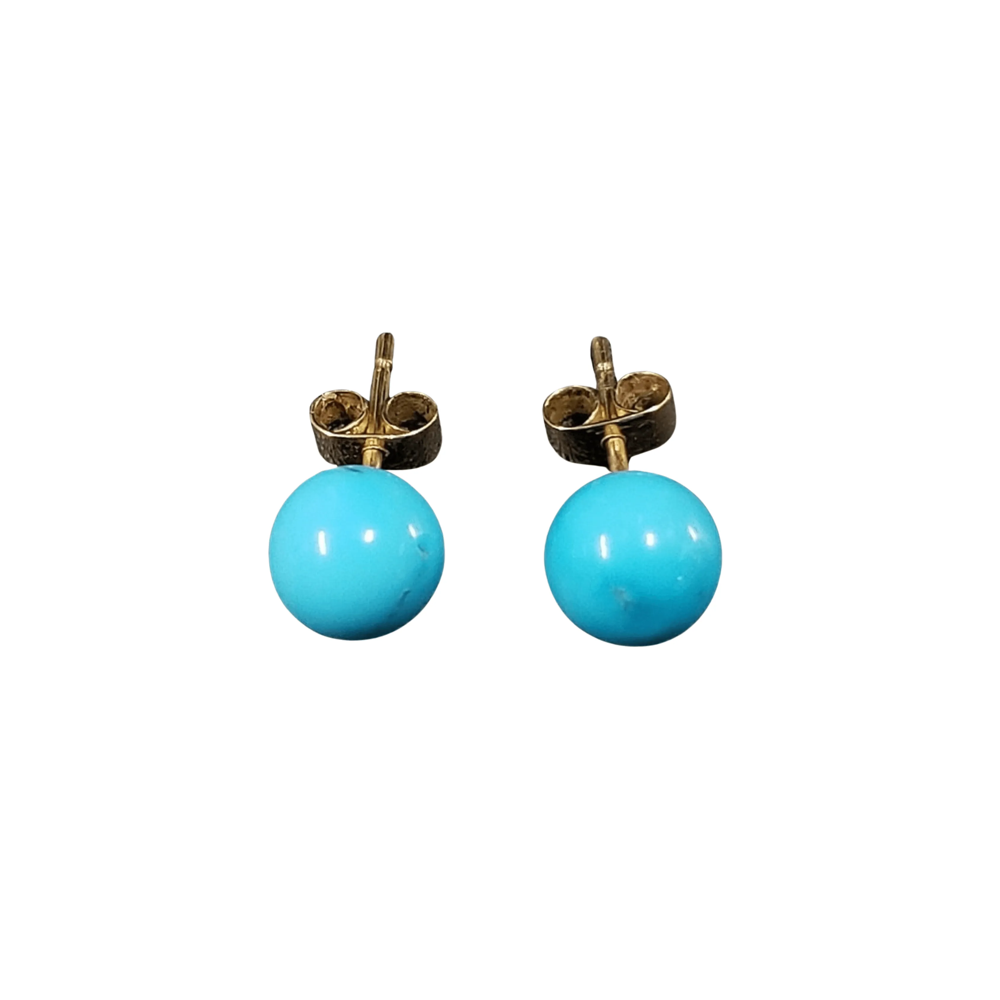 14k Gold Arizona Turquoise Stud Earrings