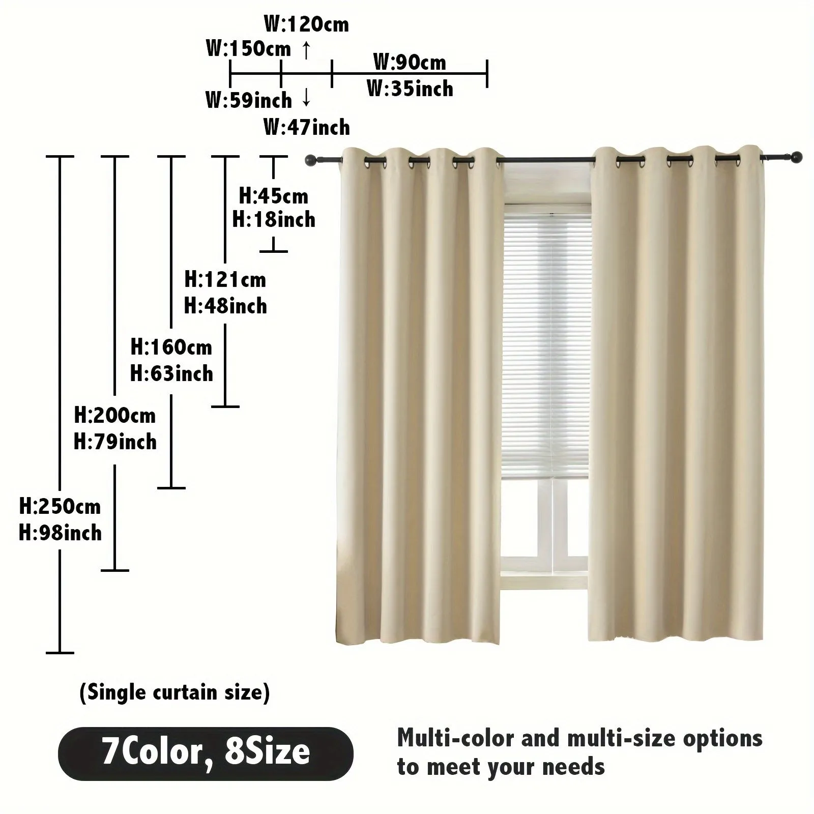 1pc Premium Blackout Curtains - Grommet Top, Thermal Insulated, Light Blocking Window Drapes for Bedroom, Living Room - Home Decoration, Room Darkening, Energy Saving, Easy Installation