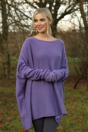 4 PLY CASHMERE SNUGGLE BOX JUMPER LAVENDER