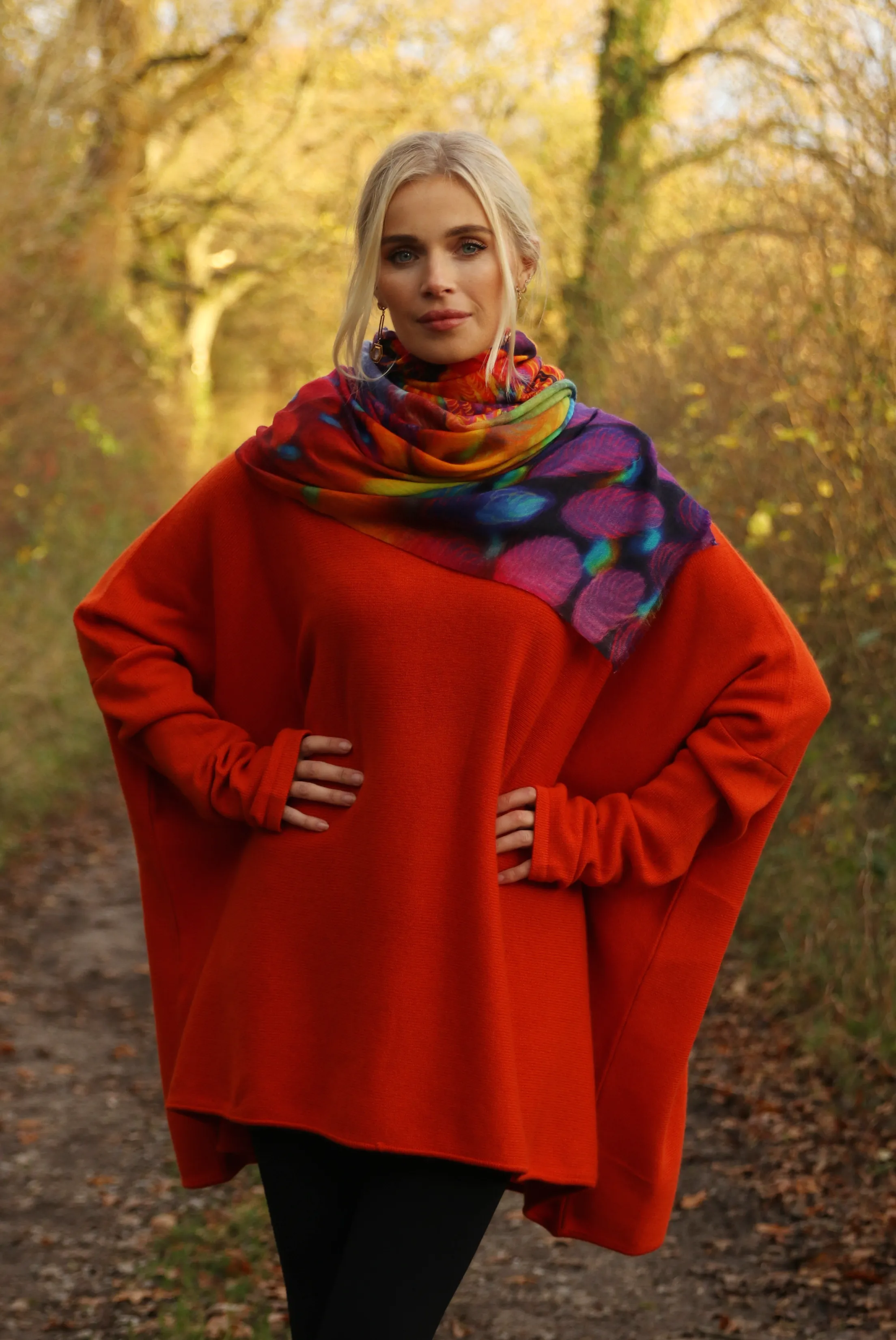 4 PLY CASHMERE SNUGGLE BOX JUMPER SPICY ORANGE