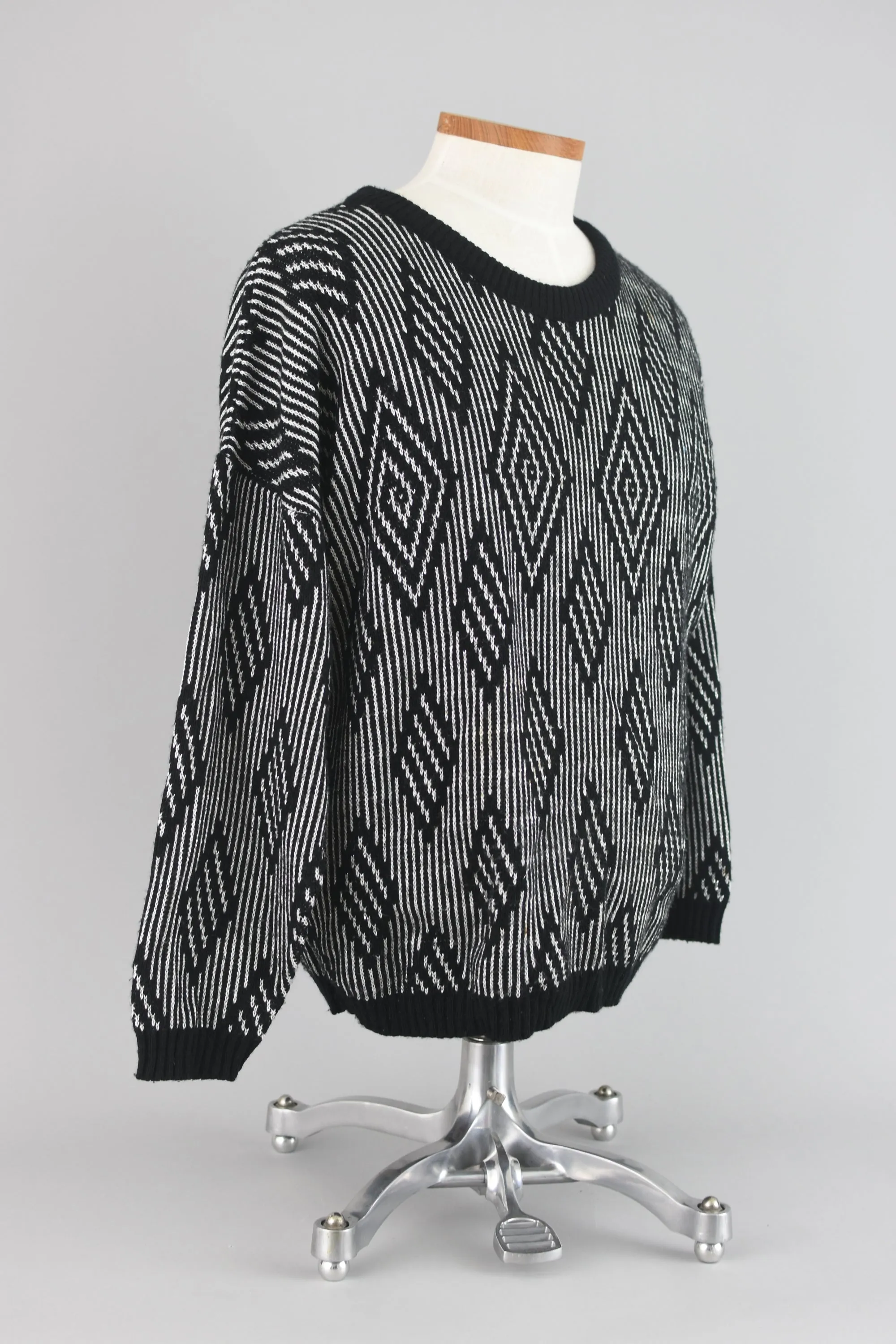 90s Slouchy Geometric Grunge Sweater Men's 2XL