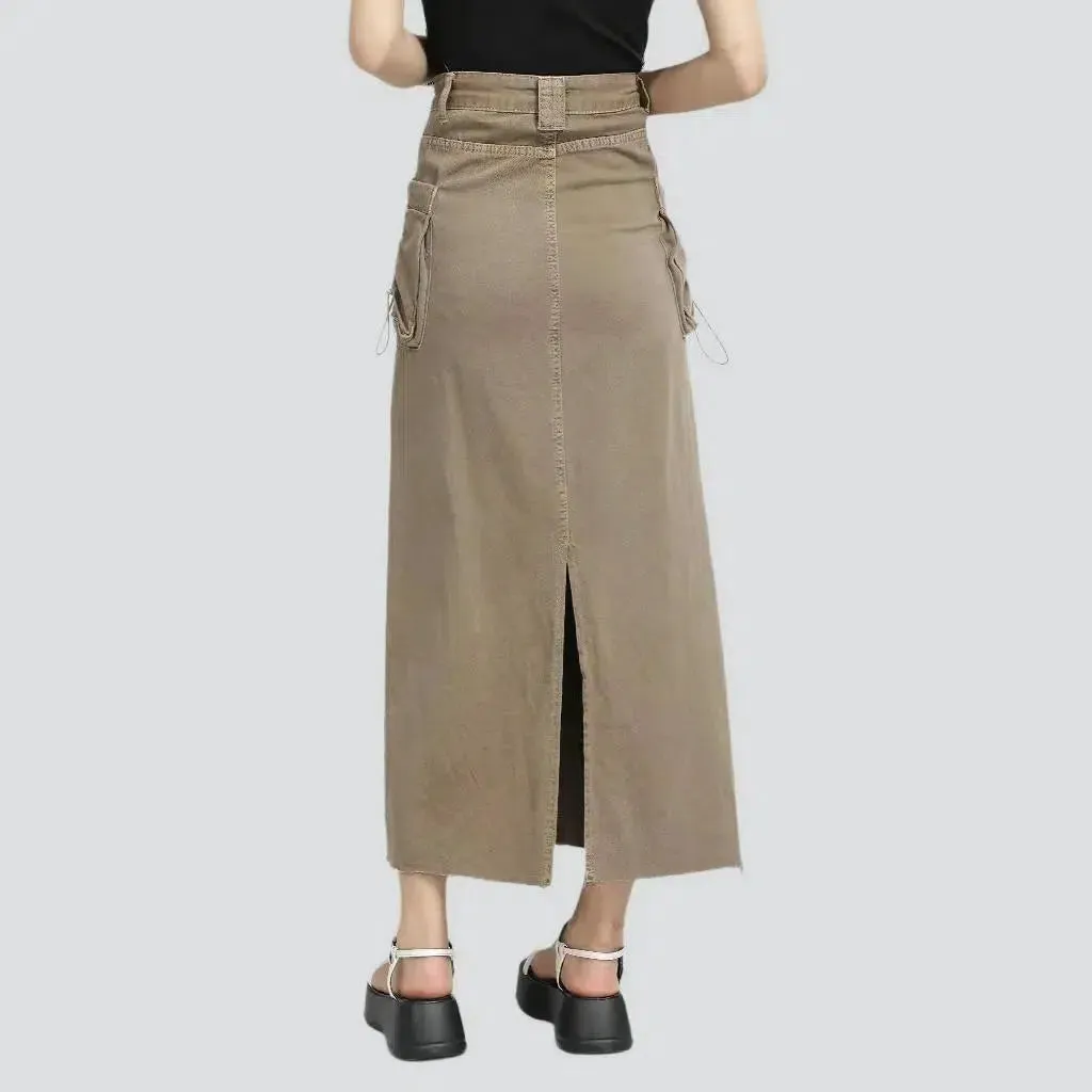 A-line color women's denim skirt