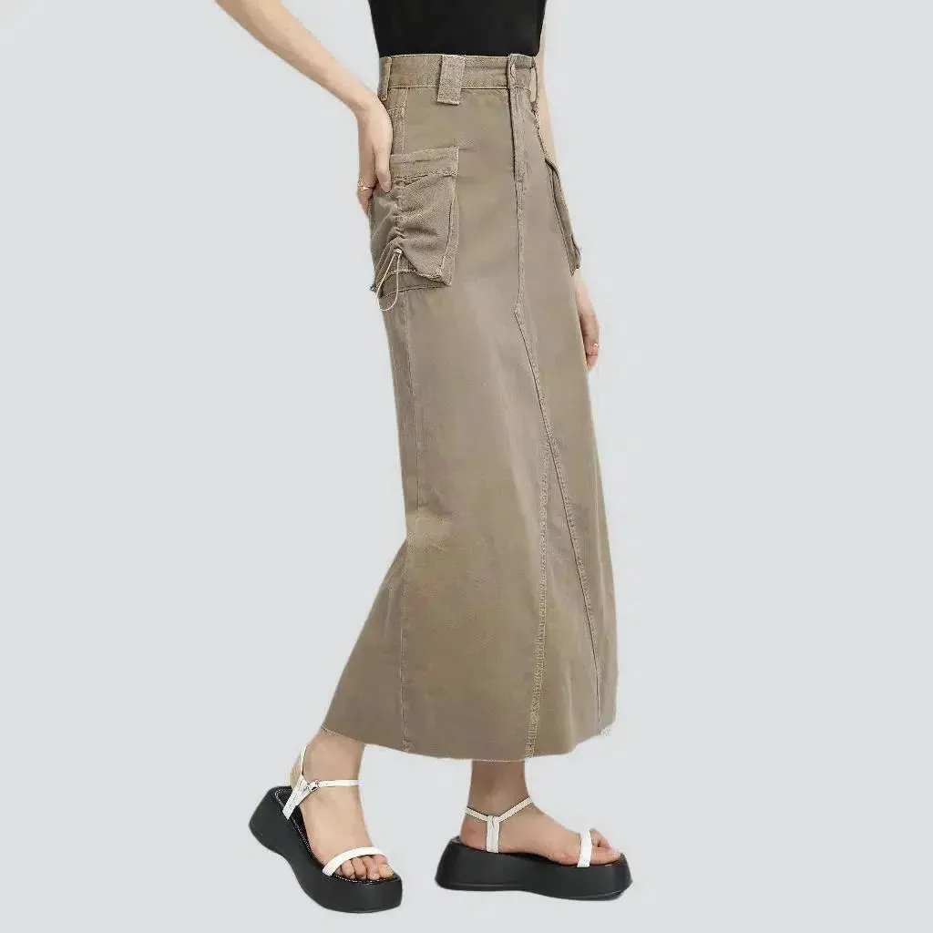 A-line color women's denim skirt