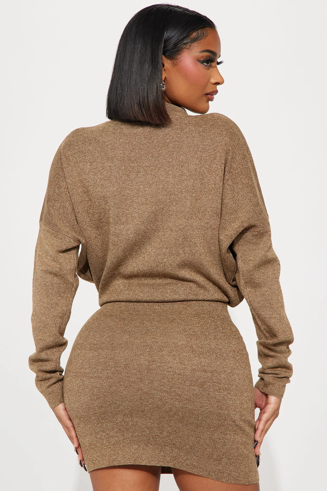 Abby Sweater Mini Dress - Brown/combo