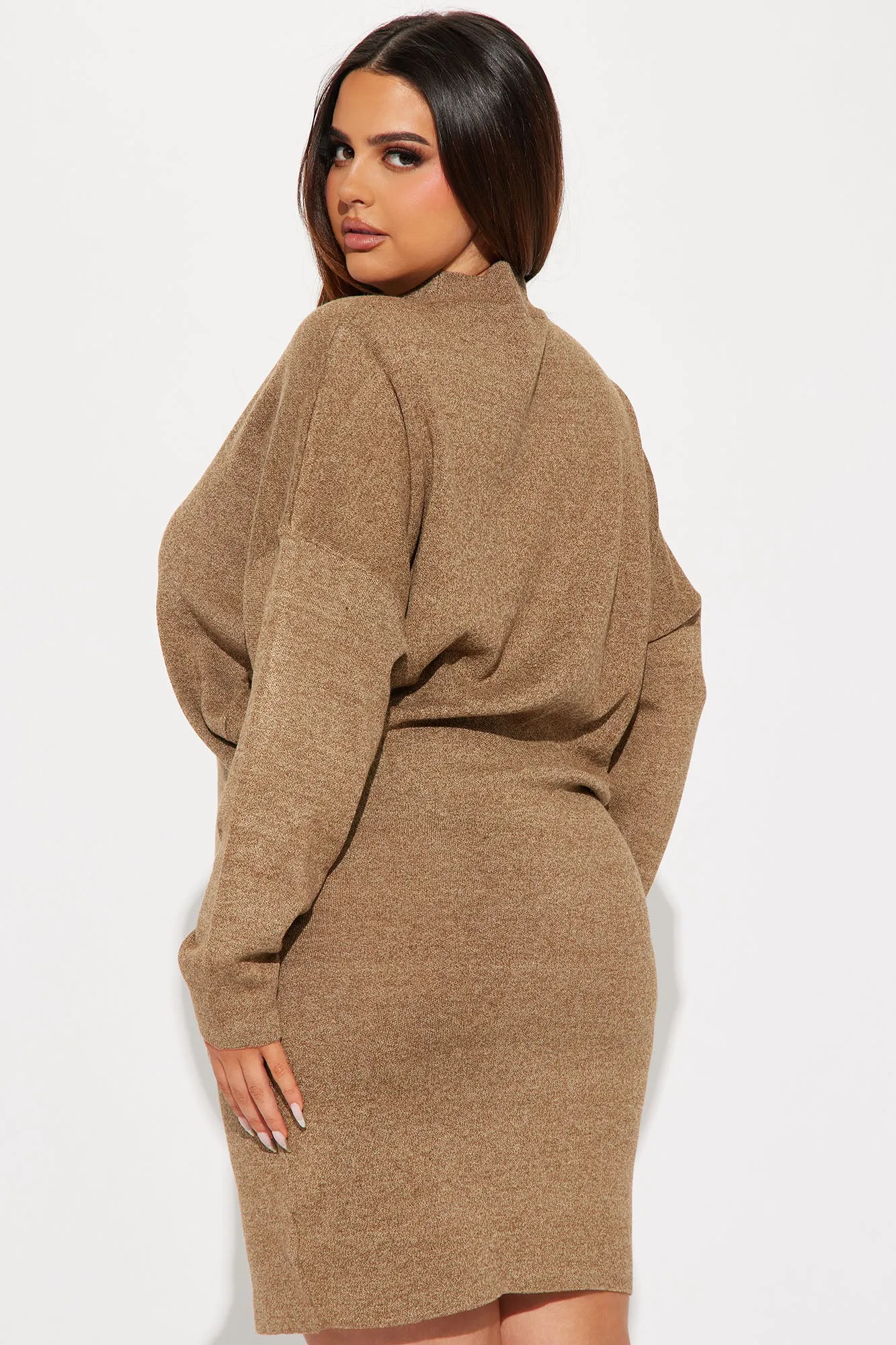 Abby Sweater Mini Dress - Brown/combo