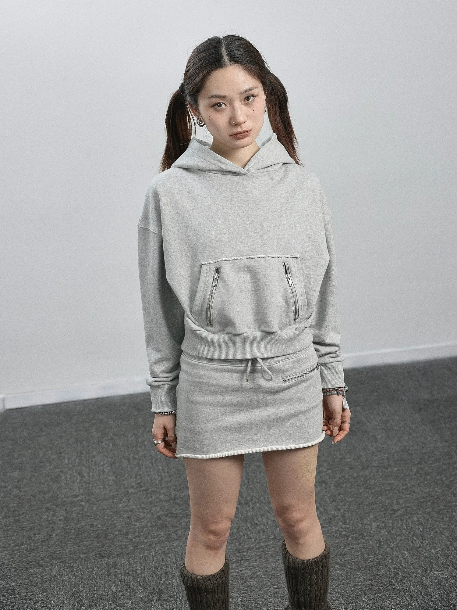 Achihara Hooded Sweater Skirt Set