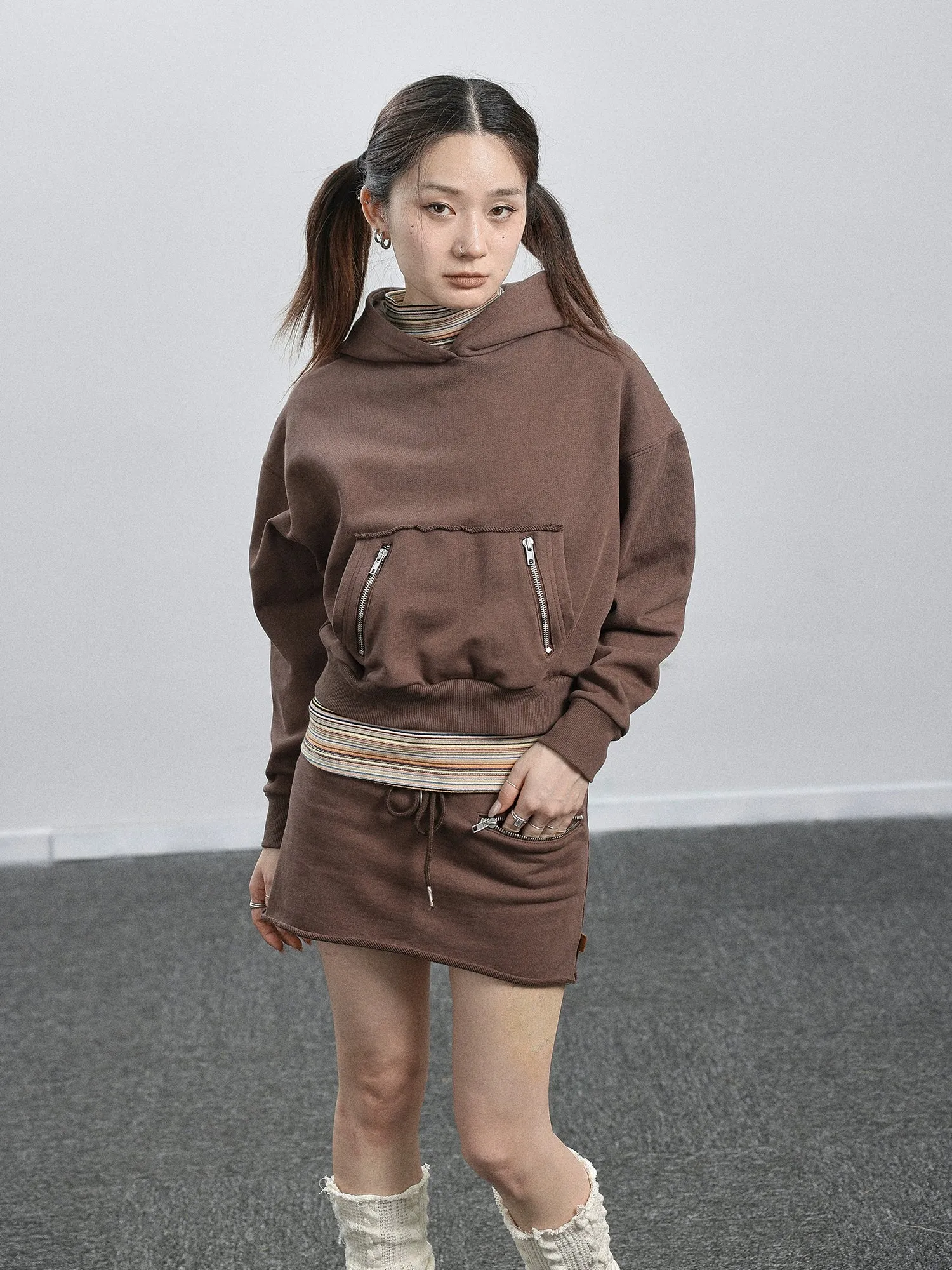 Achihara Hooded Sweater Skirt Set