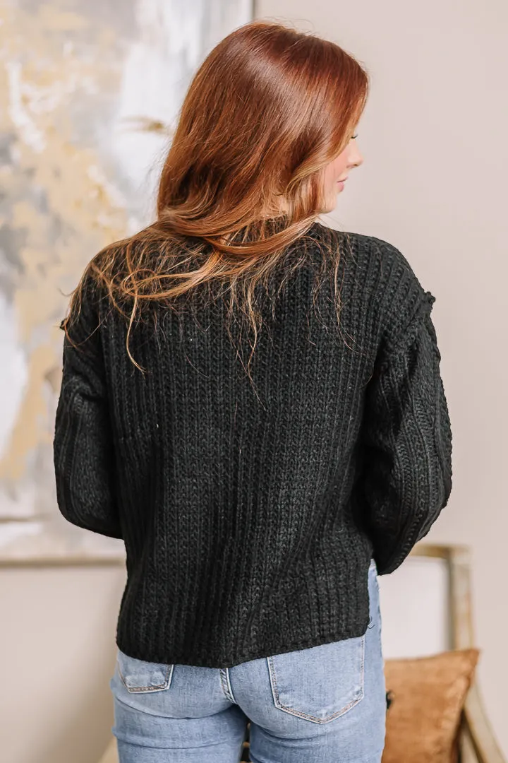 Adela Cable Knit Sweater | Black