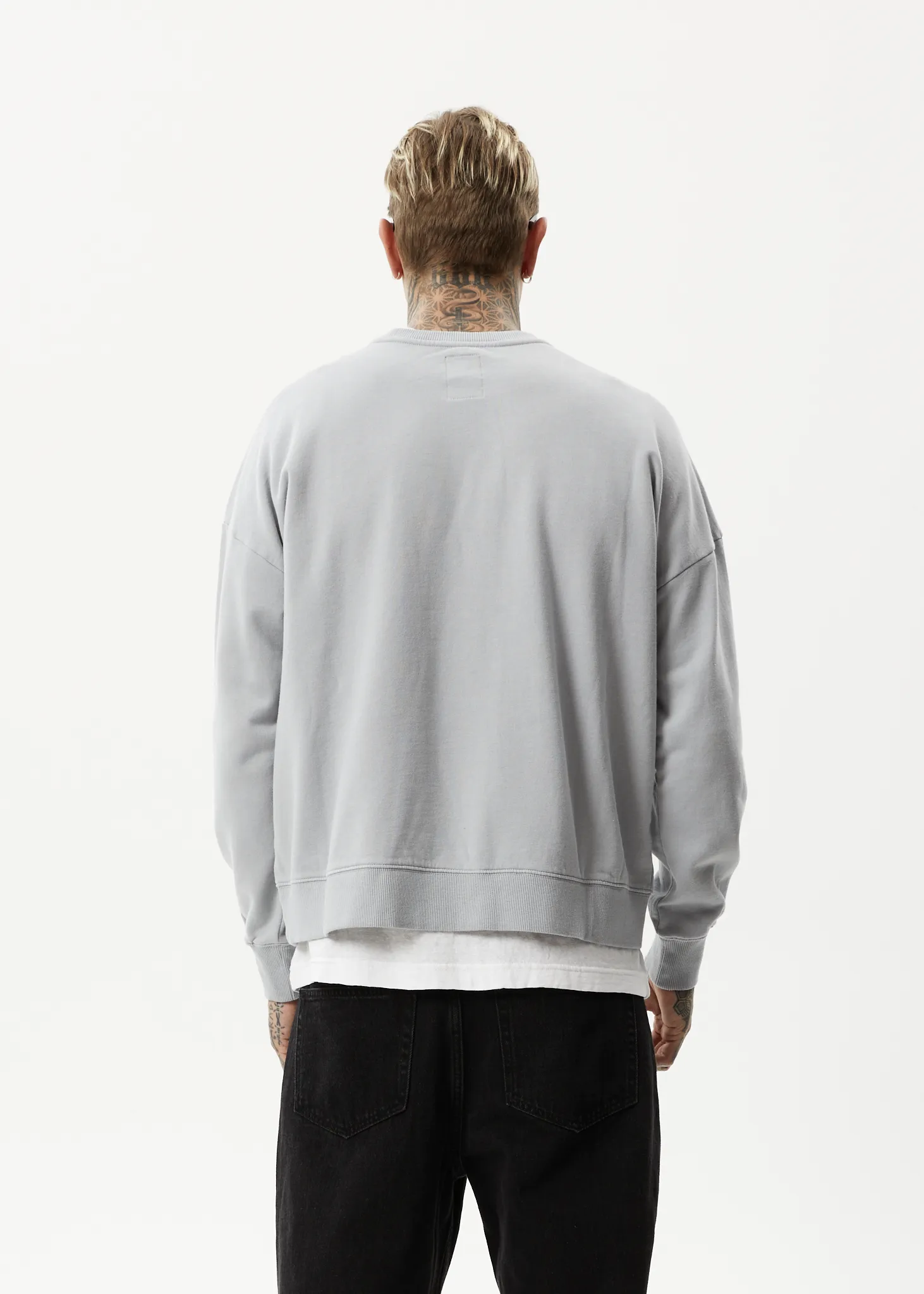 AFENDS Mens Credits - Crew Neck Jumper - Grey