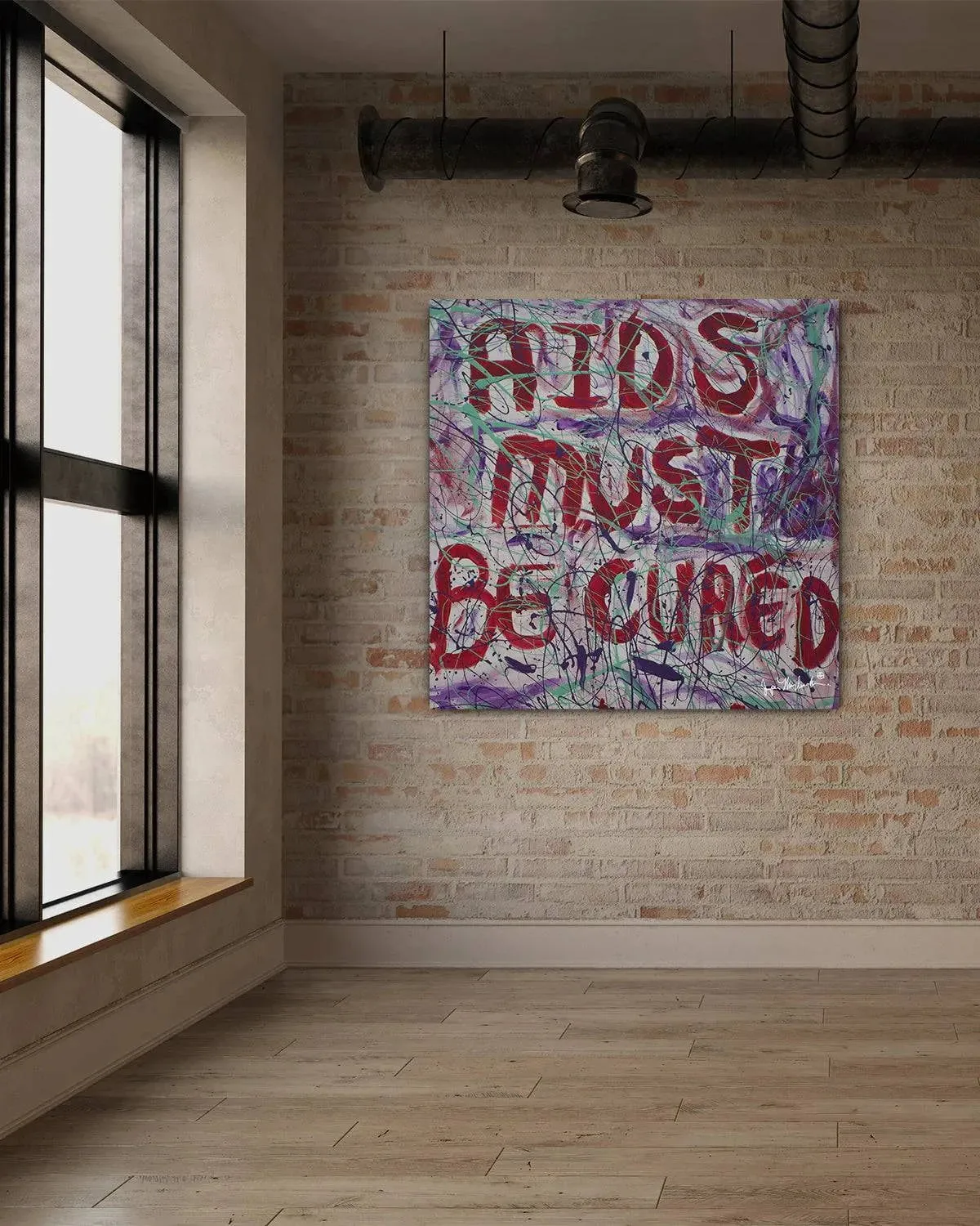 Aids Must Be Cured  (Print on Canvas)