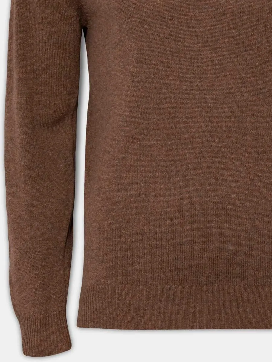 ALAN PAINE Streetly Men's V Neck Lambswool Jumper - Tobacco