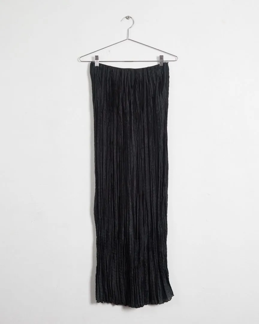 Alberta Ferretti plissé pleated maxi skirt, black, 10