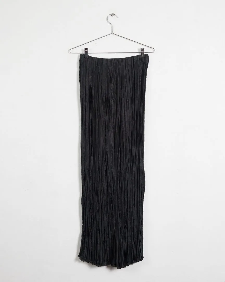 Alberta Ferretti plissé pleated maxi skirt, black, 10