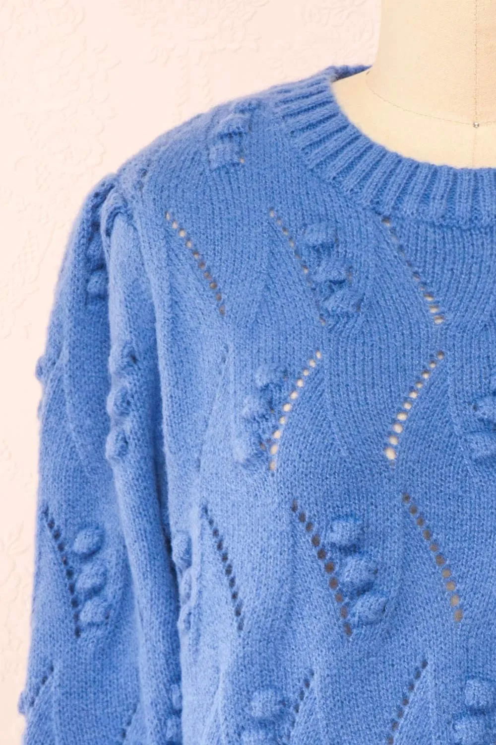 Alexis | Blue Sweater w/ Pompoms