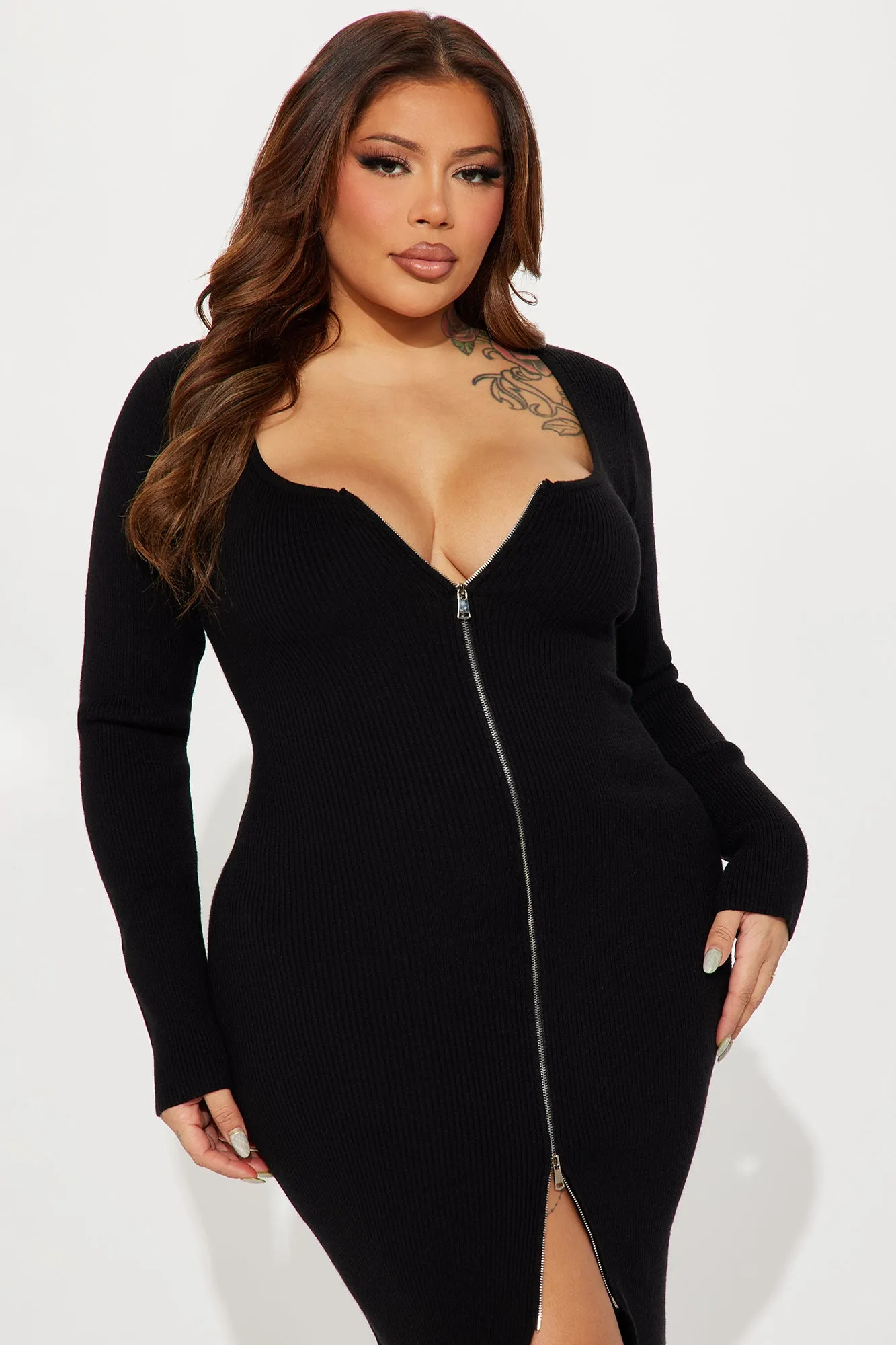 Allison Sweater Midi Dress - Black