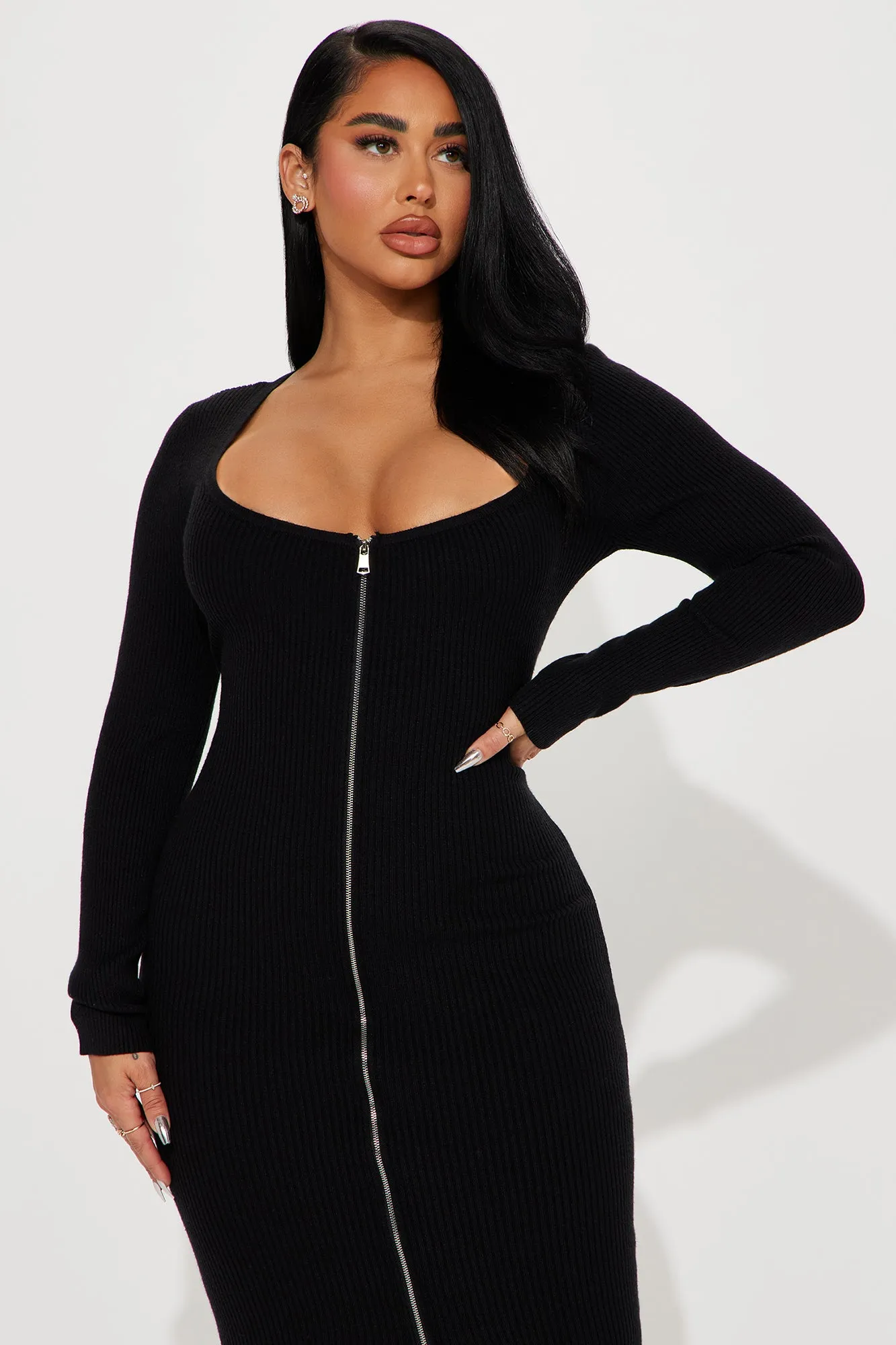 Allison Sweater Midi Dress - Black