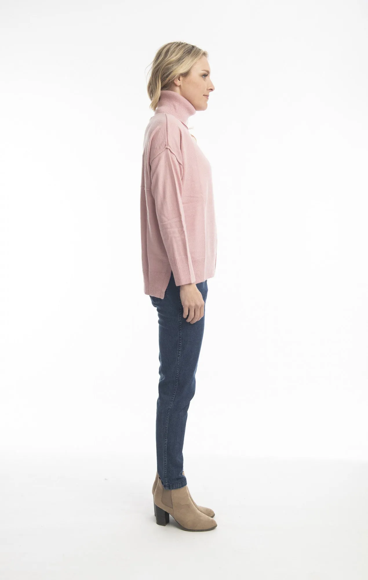 Alpaca Cowl Neck Jumper - Pale Pink