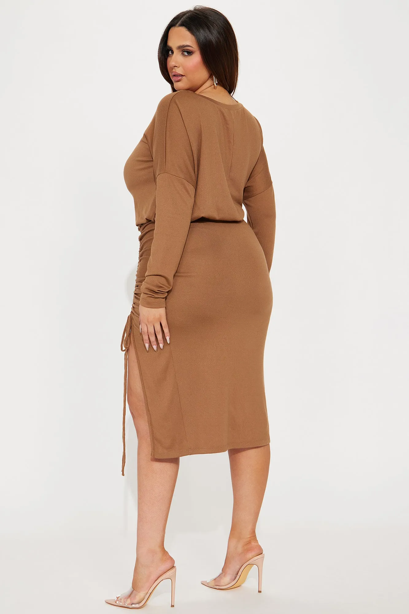 Angela Sweater Midi Dress - Brown