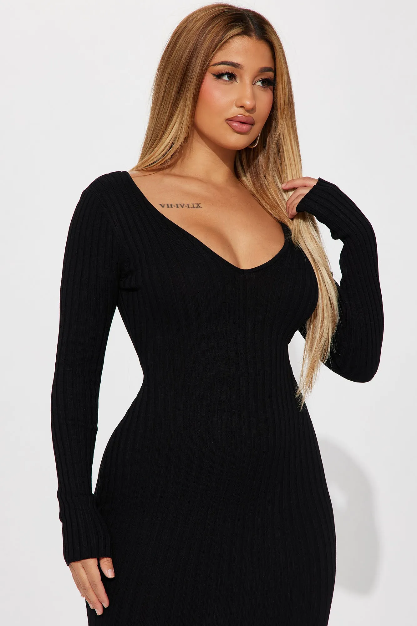 Aries Sweater Maxi Dress - Black