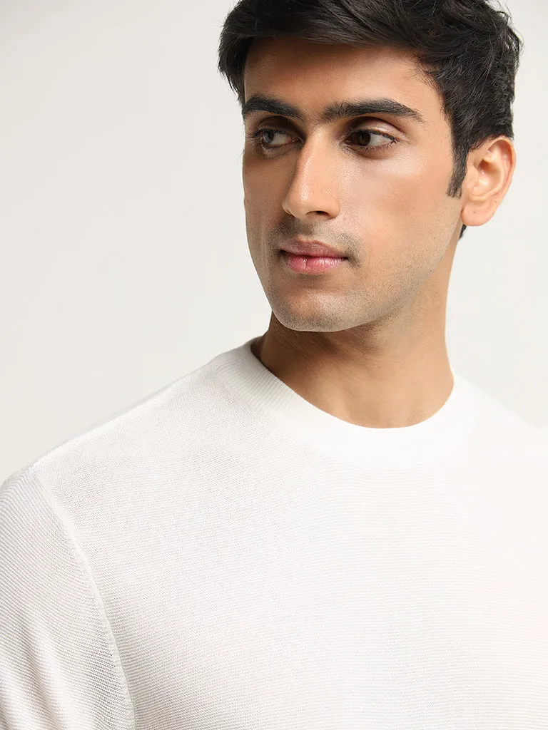 Ascot White Solid Relaxed Fit T-Shirt