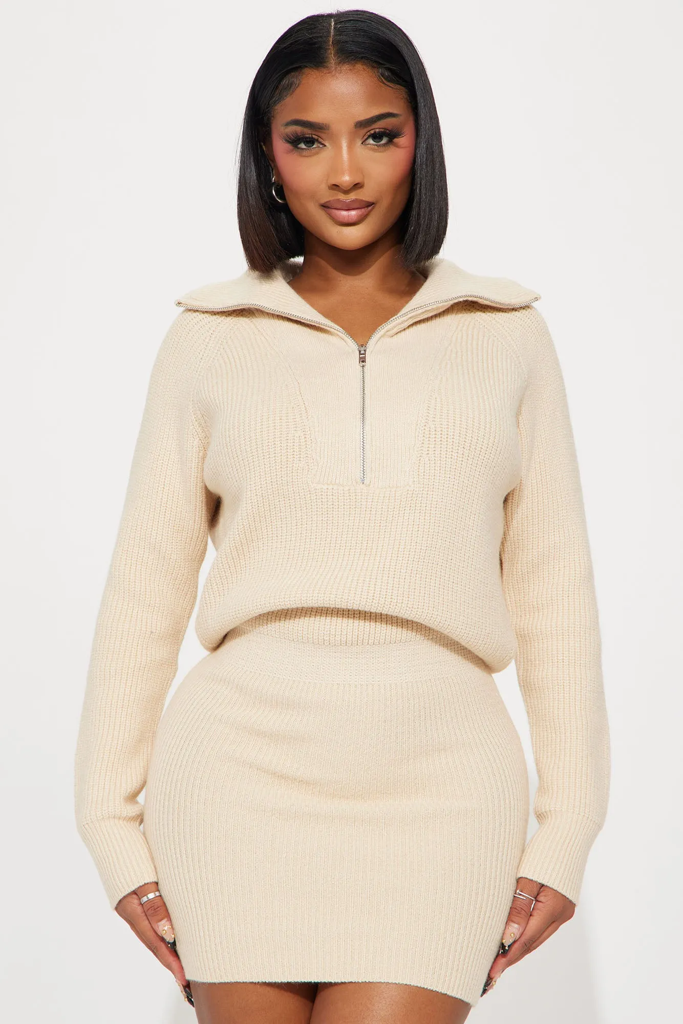 Ashley Sweater Mini Dress - Cream