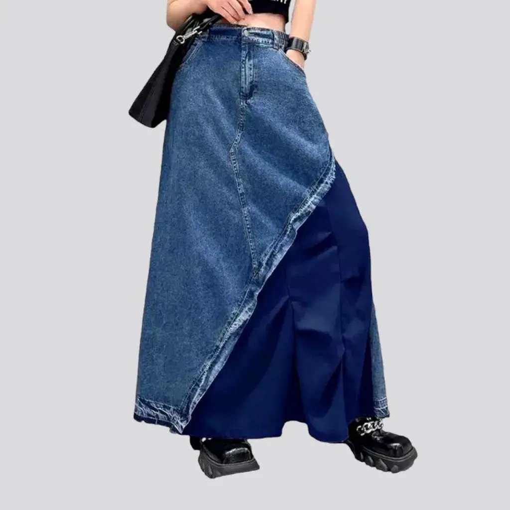 Asymmetric fashion jeans skirt for ladies