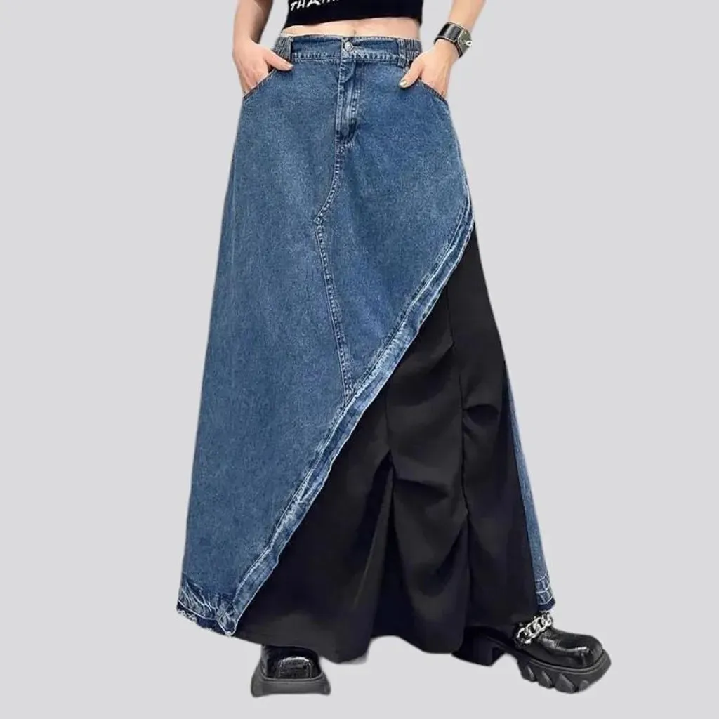 Asymmetric fashion jeans skirt for ladies