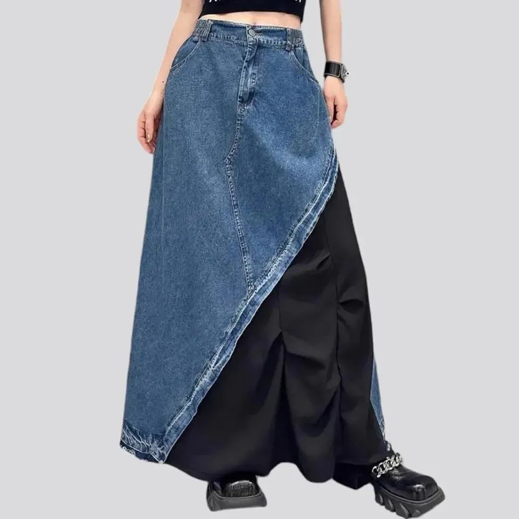 Asymmetric fashion jeans skirt for ladies