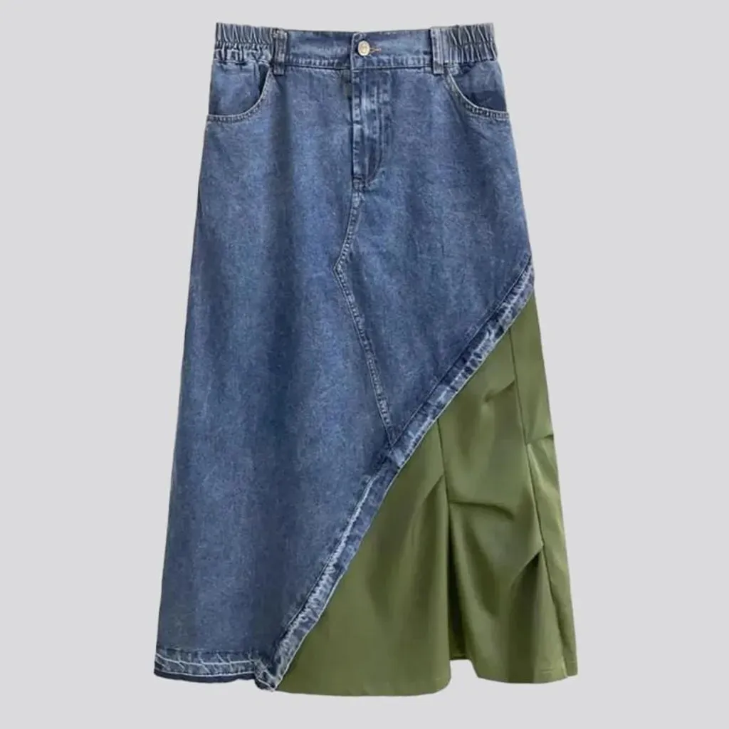 Asymmetric fashion jeans skirt for ladies