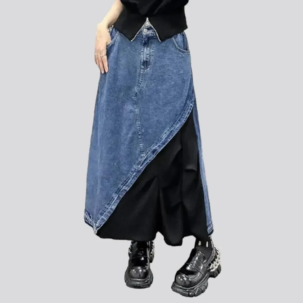 Asymmetric fashion jeans skirt for ladies