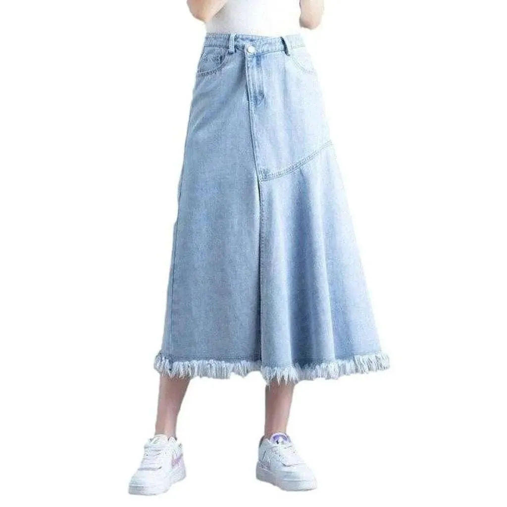 Asymmetric trumpet women's denim skirt