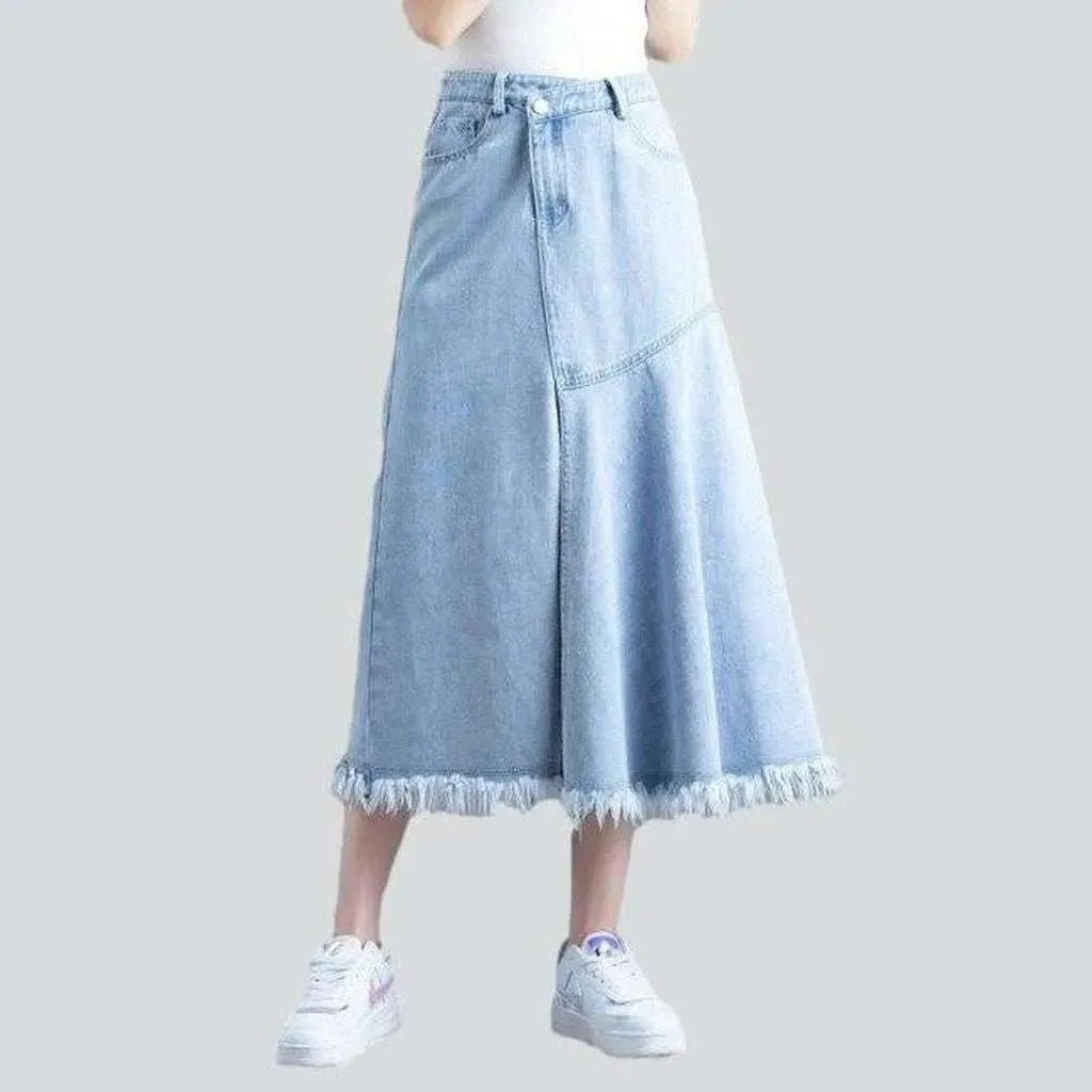 Asymmetric trumpet women's denim skirt