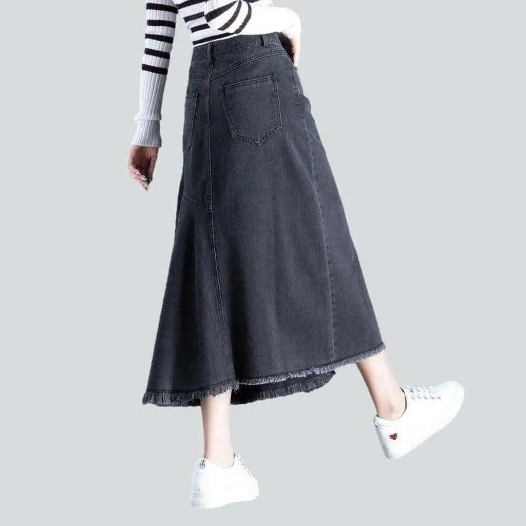 Asymmetric trumpet women's denim skirt