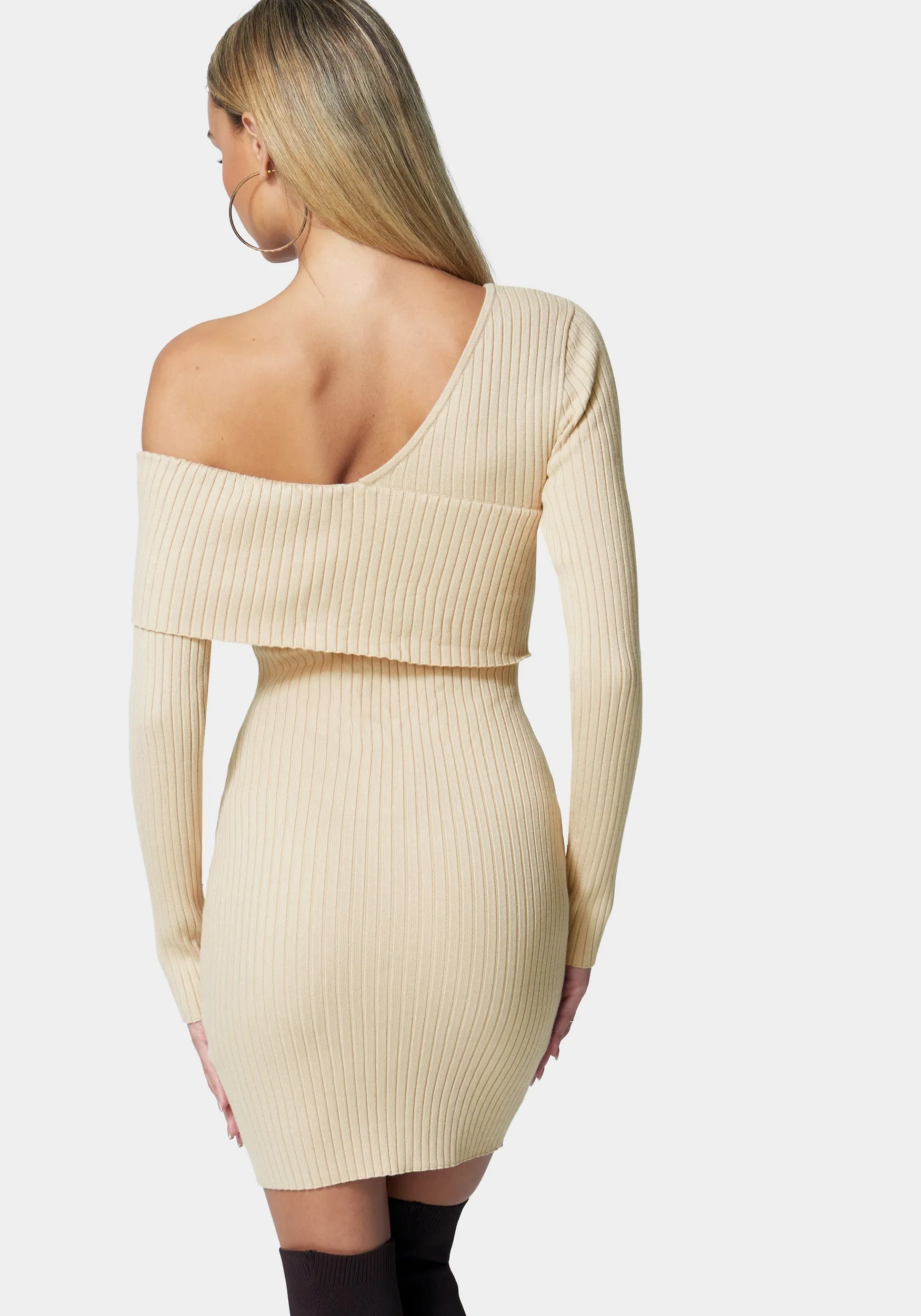 Asymmetrical Off Shoulder Sweater Dress