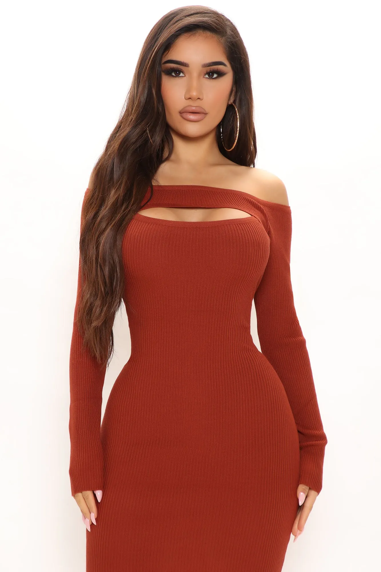 Autumn Breeze Sweater Mini Dress - Brown