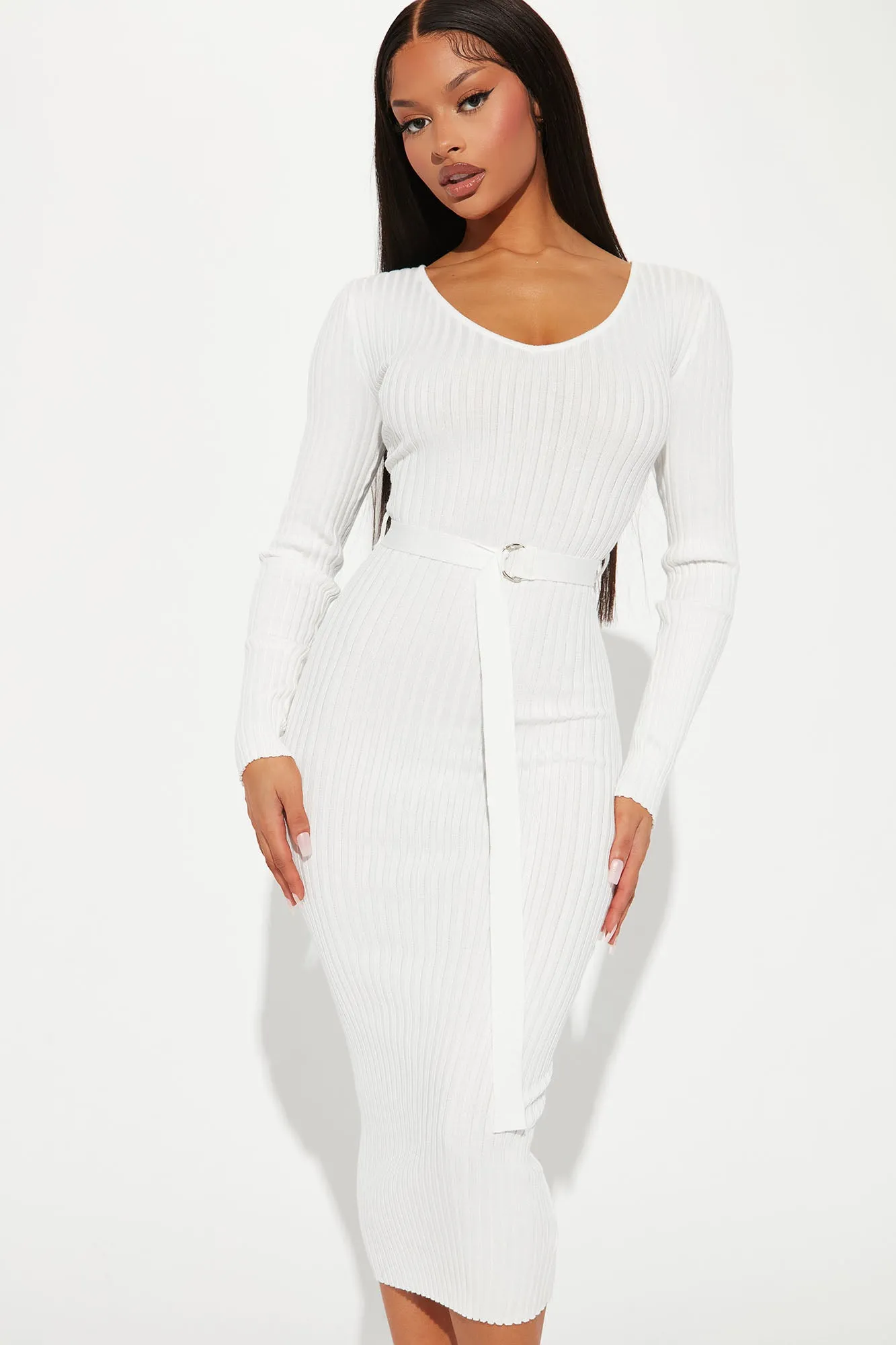 Autumn Calls Sweater Midi Dress - Off White