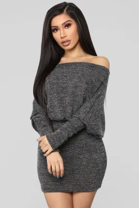 Baby Don't Go Sweater Dress - Charcoal