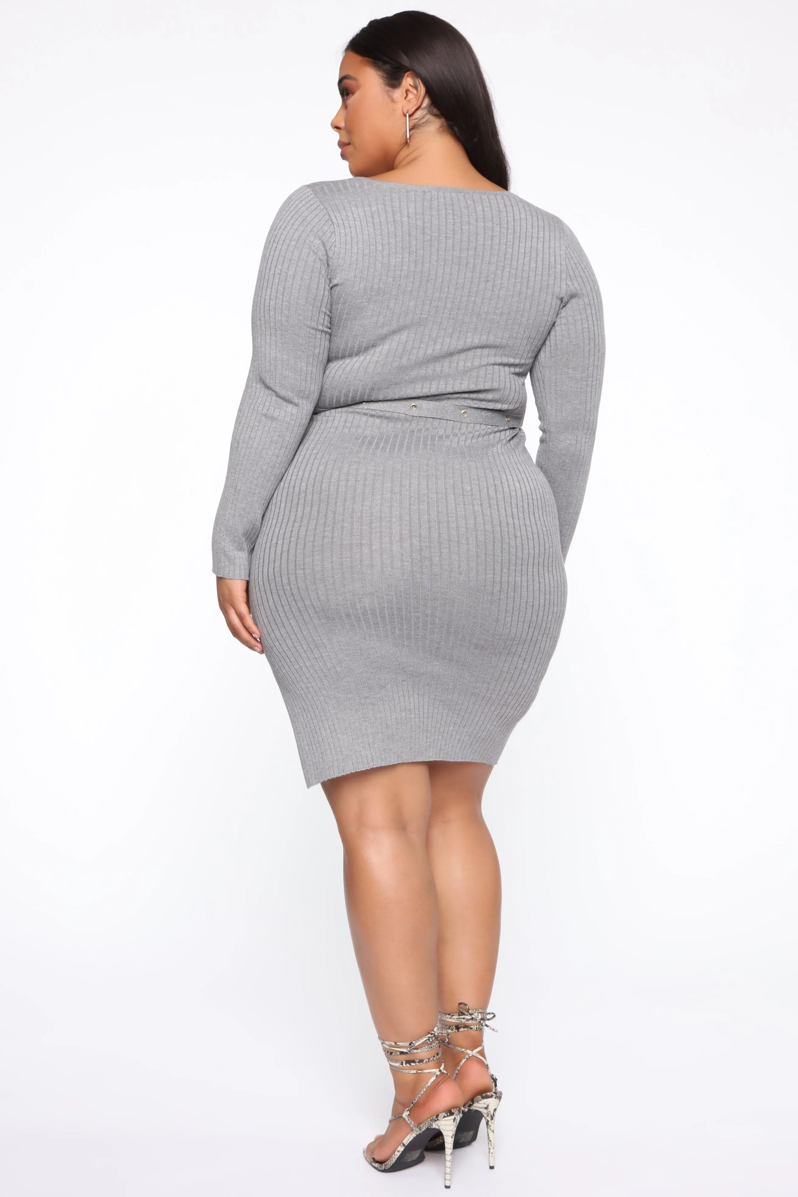 Back And Forth Midi Sweater Dress - Heather Grey