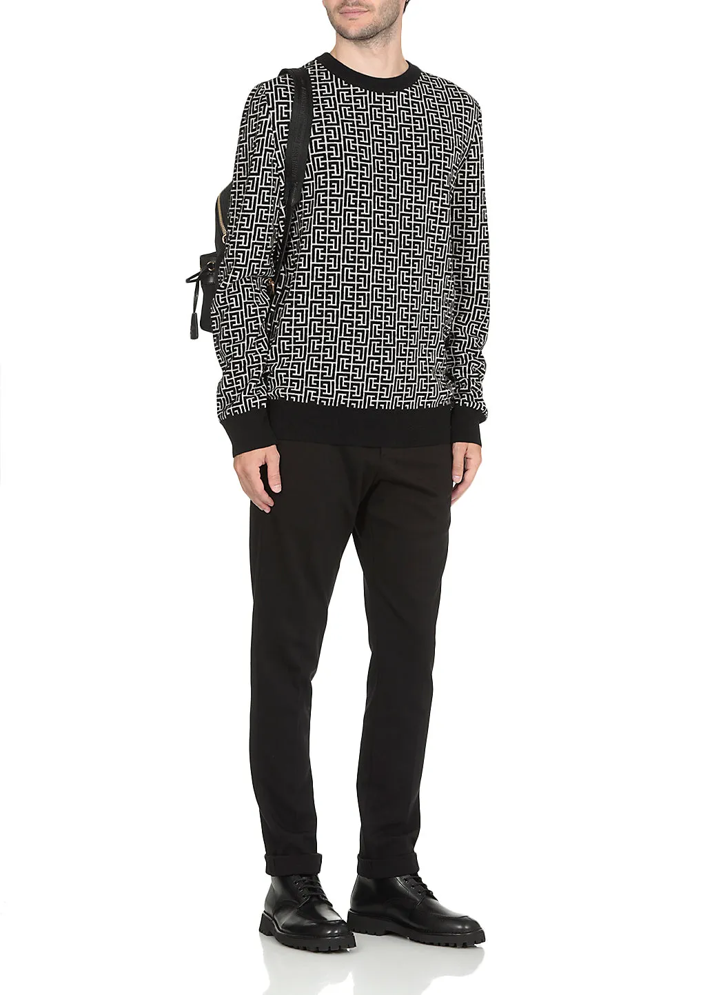 Balmain Monogram Patterned Crewneck Jumper