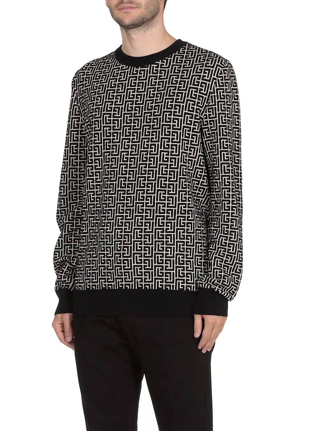 Balmain Monogram Patterned Crewneck Jumper