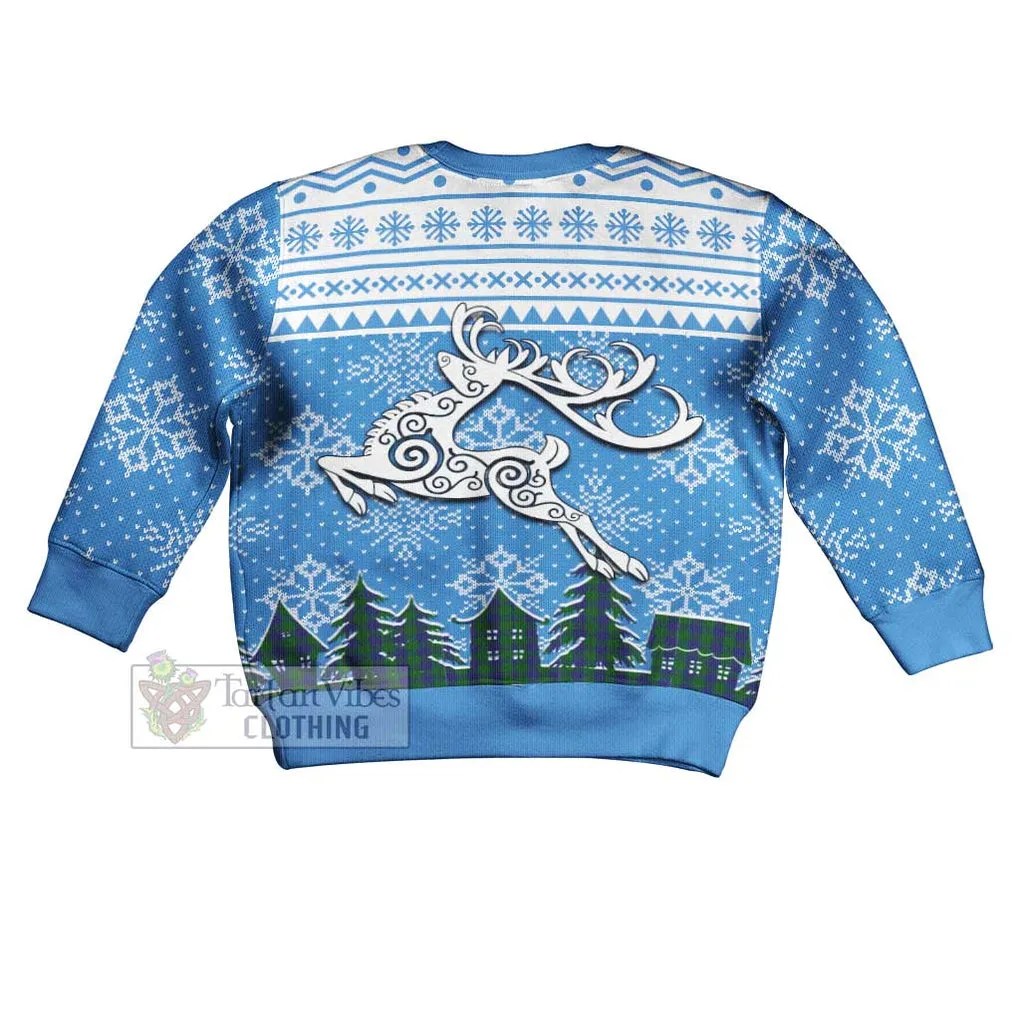 Barclay Clan Christmas Kid Ugly Sweater with Tartan and Celtic Reindeer Style