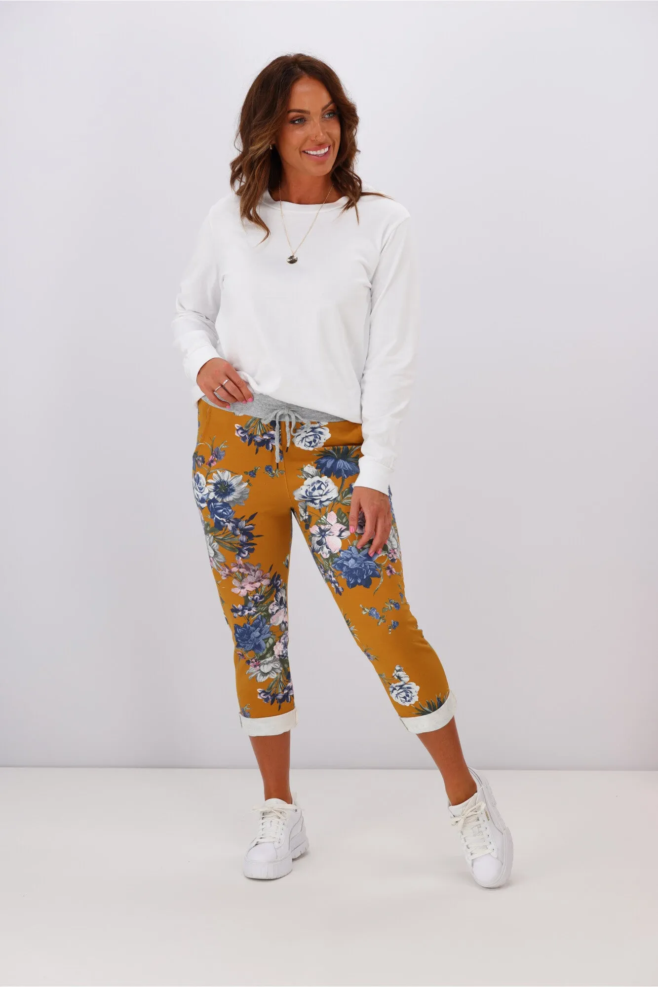 Beau Denver Floral Mustard Trousers