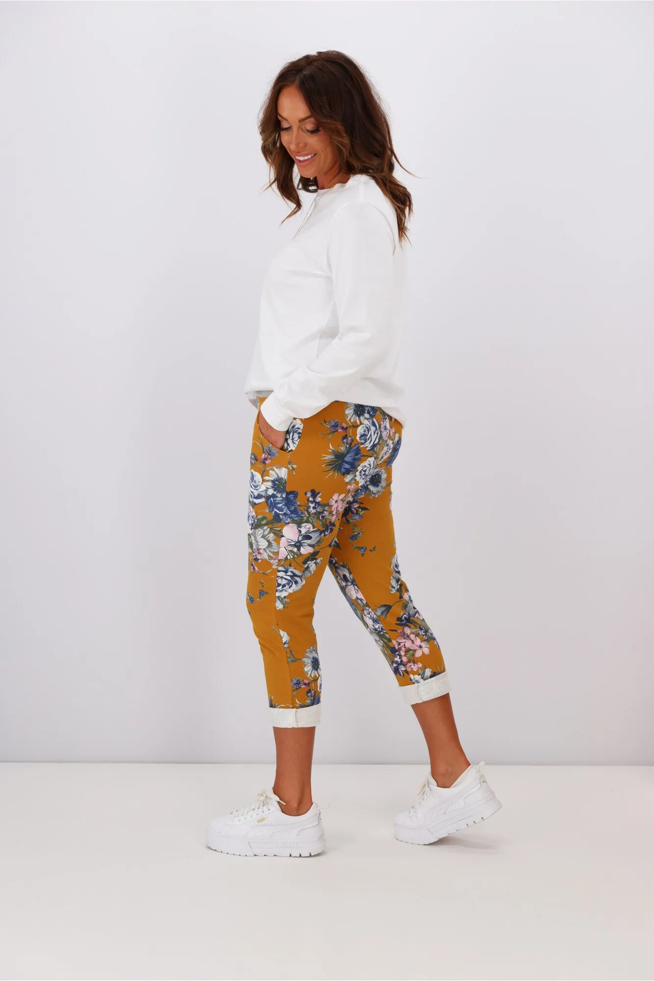 Beau Denver Floral Mustard Trousers