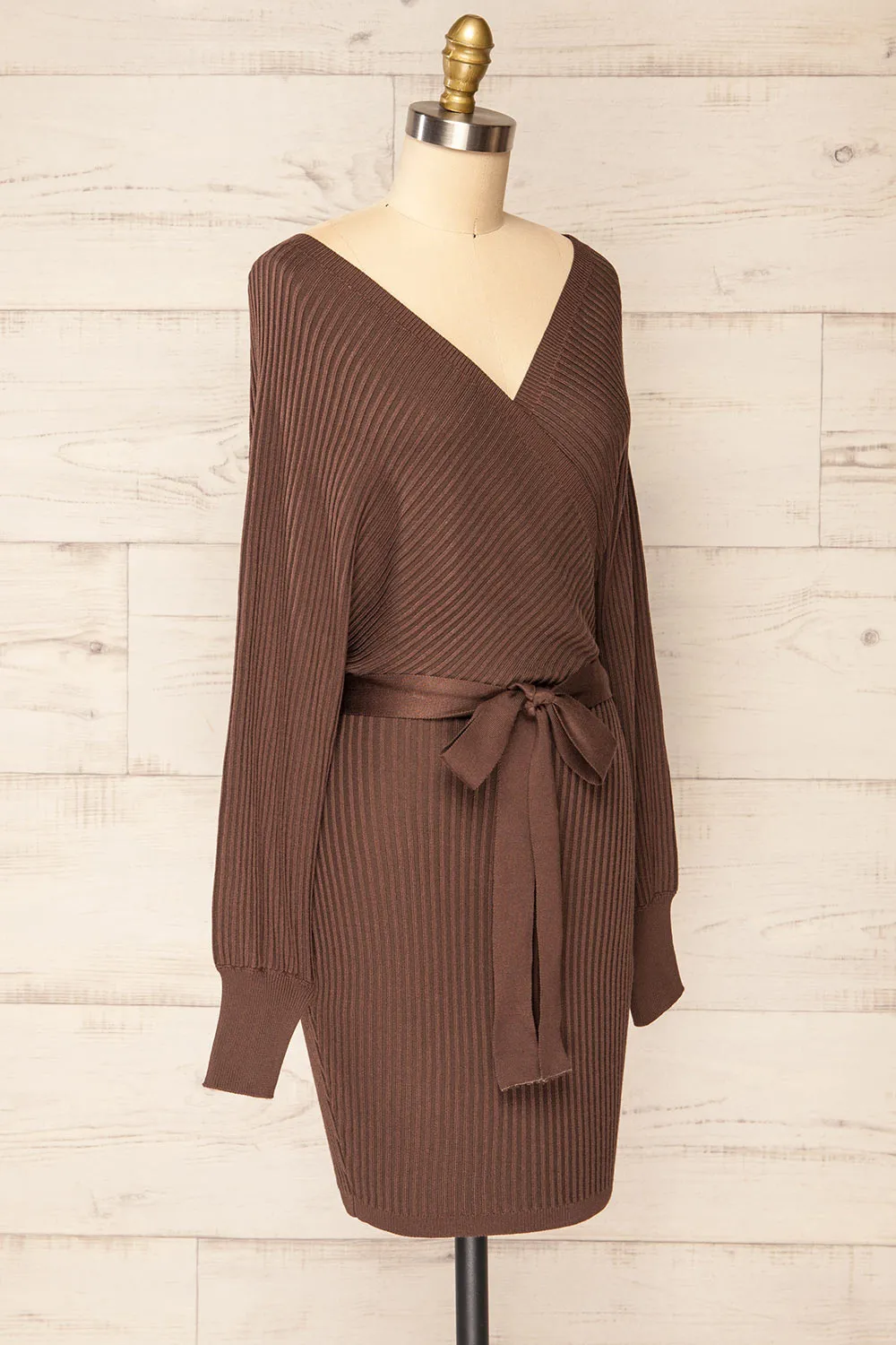 Bergame Chocolate | Knitted Wrap Dress