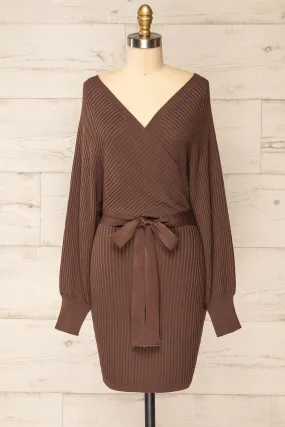 Bergame Chocolate | Knitted Wrap Dress