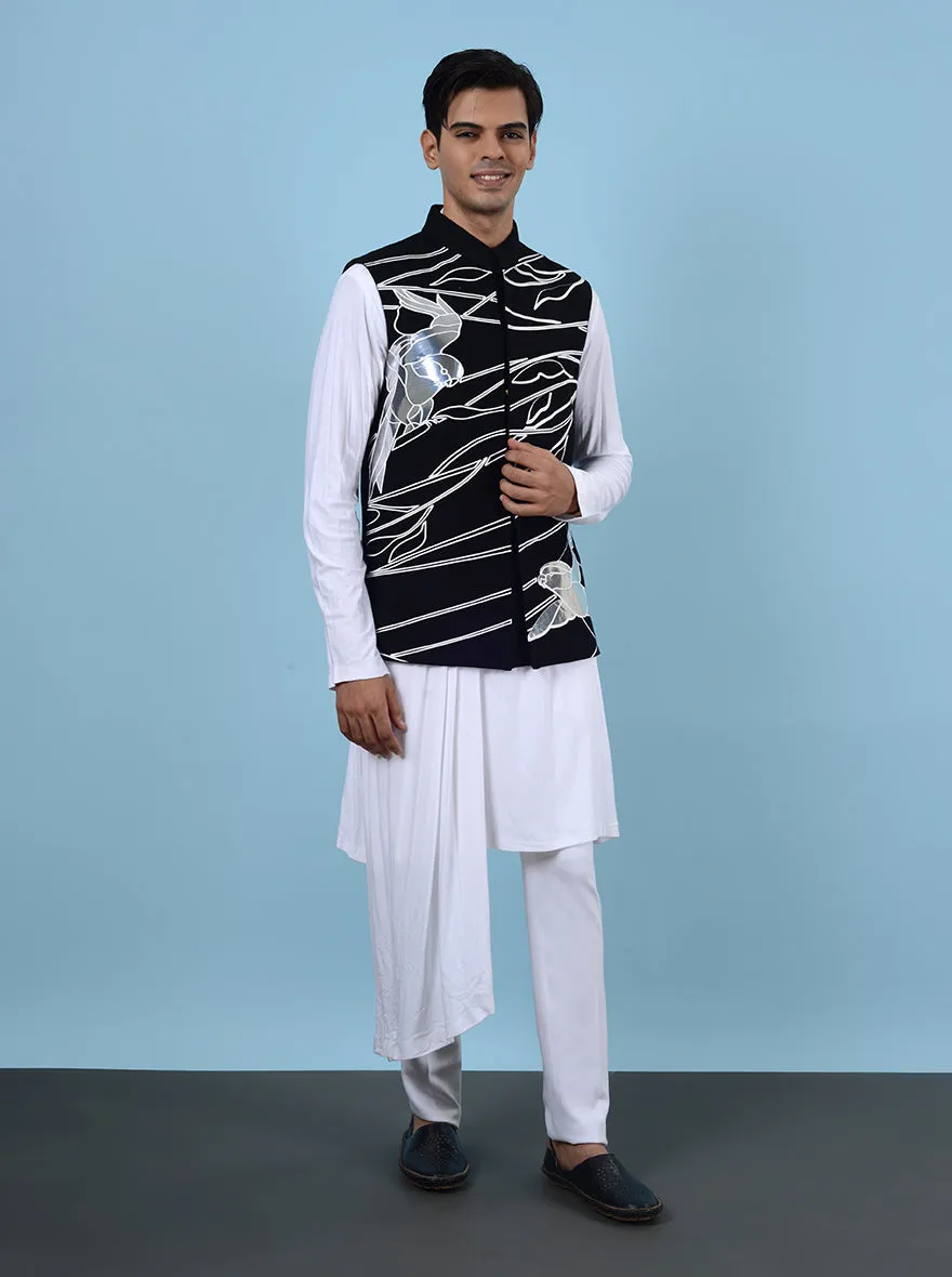 Black & White Kurta Set with Koti | TULA