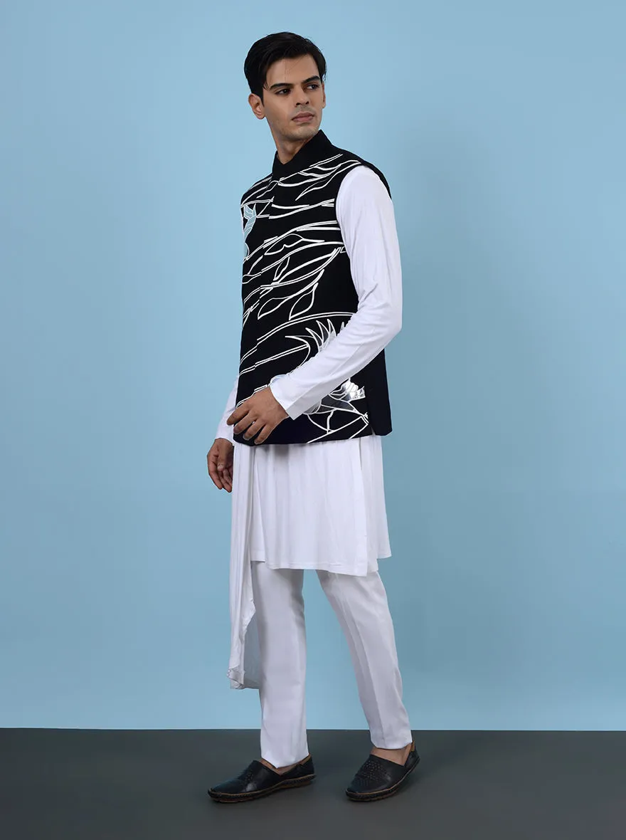 Black & White Kurta Set with Koti | TULA