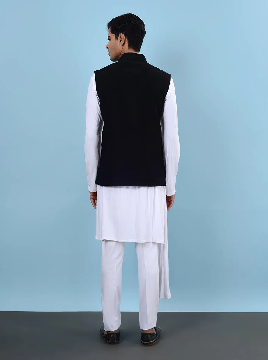 Black & White Kurta Set with Koti | TULA