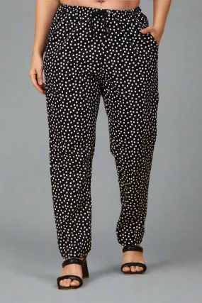 Black Polka Poplin Lycra Pants